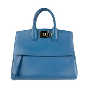 Salvatore Ferragamo Gancini Leather Handbag/Shoulder Bag, Blue, Men's/Women's, Z6767