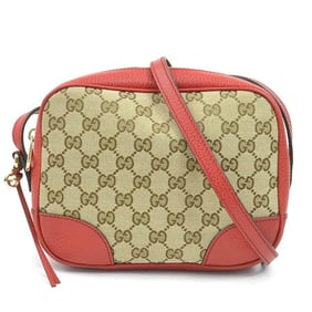 Gucci GG Canvas and Leather Shoulder Bag in Red Brown, Women's, 449413, r10743a