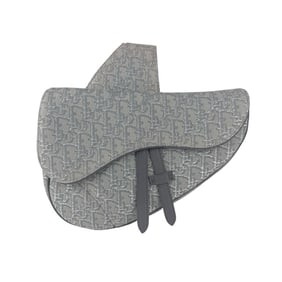 Christian Dior Shoulder Bag Saddle Canvas Gray Men's Women's Z6784