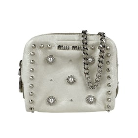 Miu Miu Miu shoulder bag in off-white leather and silver for women, z6735