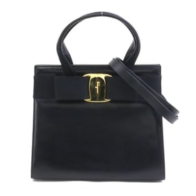 Salvatore Ferragamo Vara Ribbon Leather Handbag/Shoulder Bag, Black, Women's, r10746a