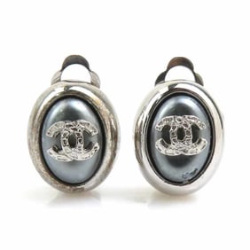 CHANEL Coco Mark Metal Earrings, Silver/Gray, Women's, e60845g