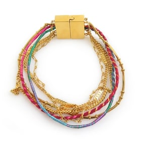 Saint Laurent bracelet in metal, cotton, and polyester, gold, pink, blue, women's h31507a