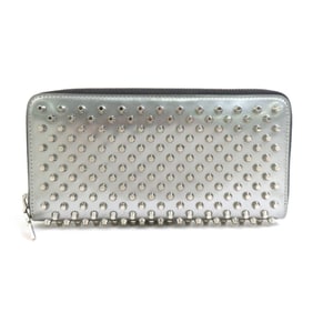 Christian Louboutin round long wallet in patent leather, silver, for men and women, h31504g