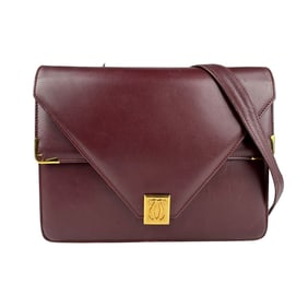 Cartier Must Line Shoulder Bag, Bordeaux Leather, Women's, z6733