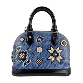 Louis Vuitton Alma BB Handbag/Shoulder Bag in Epi Denim, Leather, Blue, Black, Multicolor, and