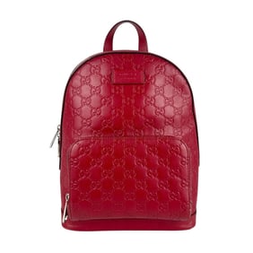 Gucci Guccissima Leather Backpack in Red and Silver, Women's, 450967 z6640