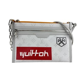 Louis Vuitton Flat Canvas Shoulder Bag in Light Gray, Orange, and Silver, Men's, M44640 (z6743)
