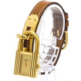HERMES Kelly Watch Gold Plated Leather Quartz Ladies Watch