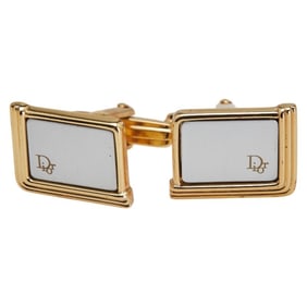 Christian Dior Dior logo cufflinks, gold and silver plated plastic, men's