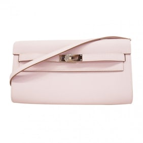 Hermes Hermès Kelly Wallet To-Go Shoulder Wallet, Epsom Leather, Mauve Pale, W Stamp, Women's