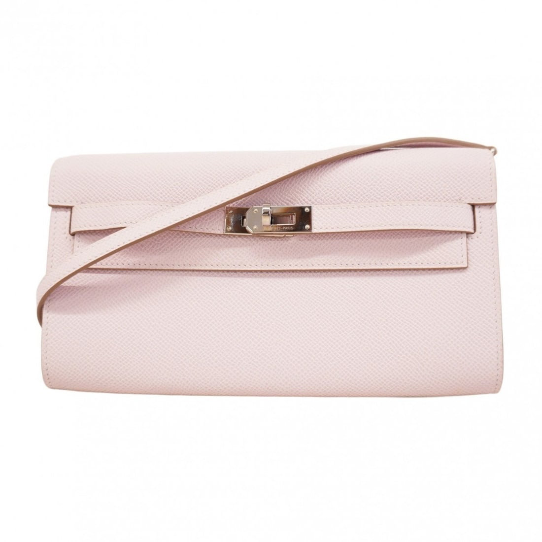Hermes Hermès Kelly Wallet To-Go Shoulder Wallet, Epsom Leather, Mauve Pale, W Stamp, Women's