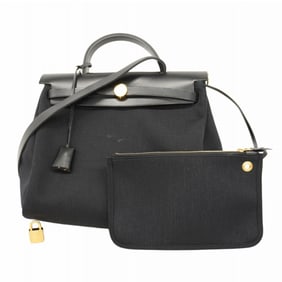 Hermes Hermès Airbag Zip PM Handbag, Toile Military, Black, Z Stamp, 2-Way Bag for Women