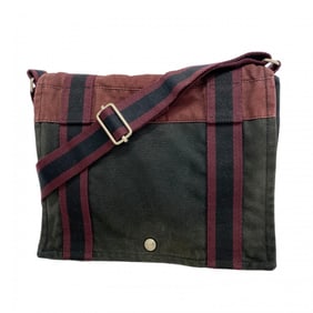 Hermes Hermès Foul Toubasas PM Shoulder Bag, Canvas, Bordeaux, Black, Women's