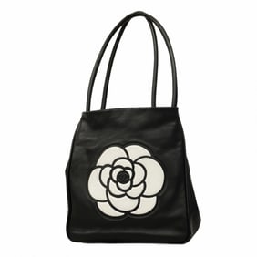 Chanel Camellia Leather Shoulder Bag in Black Champagne for Women