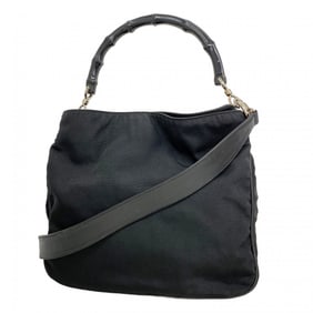 Gucci Bamboo 001 1638 Nylon Handbag in Black, 2-Way Bag for Women