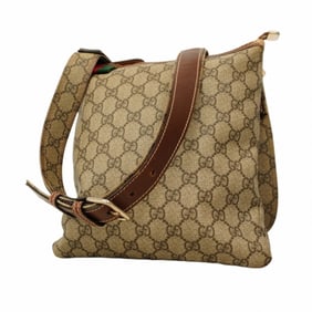 Gucci GG Supreme Sherry Line Shoulder Bag 246413 Brown Champagne Women's