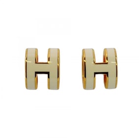 Hermes Pop Ash Earrings in GP-Plated Gold and White for Women, P1473058