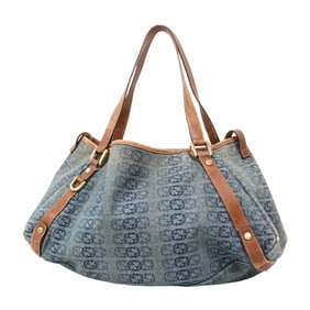 Gucci Abby Tote Bag 130736 Denim Blue Brown Champagne Women's