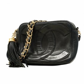 Chanel Shoulder Bag with Chain Bag, Lambskin, Black, Women's
