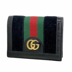 Gucci Ophidia Wallet 523155 Suede Leather Black Women's P1587677