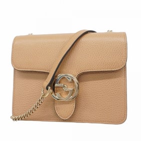 Gucci Interlocking G Shoulder Bag 510304 Leather Beige Champagne Women's