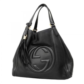 Gucci Soho Handbag 282309 Leather Black Champagne Women's