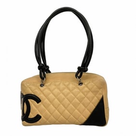 Chanel Cambon Shoulder Bag, Beige and Black, Women's, P1587678