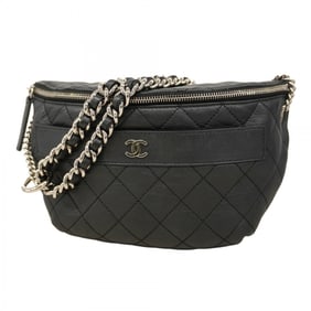 Chanel Matelasse Leather Waist Bag, Black, Women's