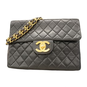 Chanel Shoulder Bag Matelasse W Chain Lambskin Black Women's P1584612