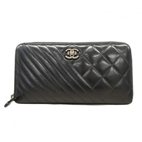 Chanel Matelasse Calfskin Long Wallet, Black, Women's