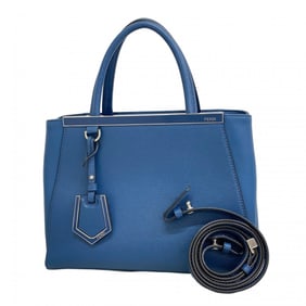 Fendi Toujours Leather Handbag, Blue, 2-Way Bag for Women