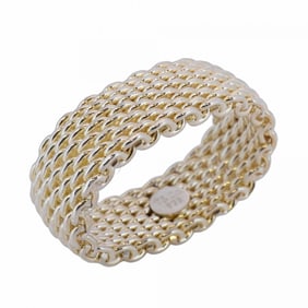 Tiffany Somerset Mesh Ring in Silver 925, Size 18, Men's, P1488068