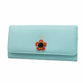 Fendi long wallet, leather, blue, women's