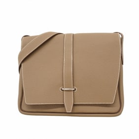 Hermes Hermès Steve Wright Junior Togo Etoupe Shoulder Bag with Double Stamp, Men's, P1601979