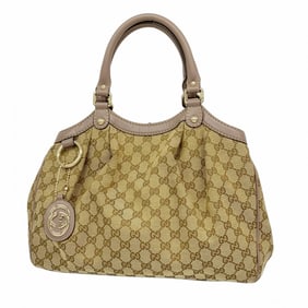 Gucci GG Canvas Sukey Handbag 211944 Brown Champagne Women's