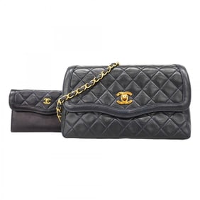 Chanel Matelasse Chain Shoulder Bag, Lambskin, Navy, Women's