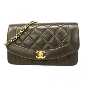 Chanel Diana Shoulder Bag, Chain Lambskin, Black, Women's