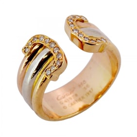 Cartier 2C Ring in 18K Yellow Gold (K18YG), White (K18WG), and Pink with Diamonds, #56, for Men