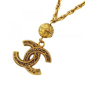 Chanel Coco Mark Necklace, GP Plated Gold, Women's, P1498707