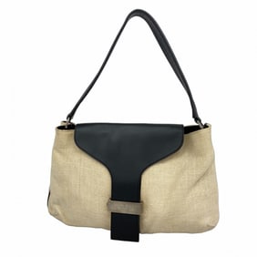 Gucci Shoulder Bag 001 4035 Canvas Leather Ivory Black Women's