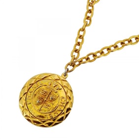 Chanel Necklace with Coco Mark, Matelasse Circle, GP Plated Gold, Women's, P1417554