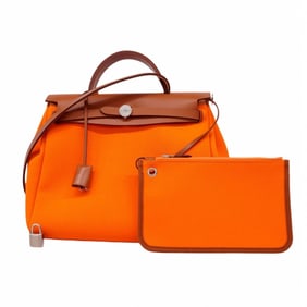Hermes Hermès Airbag Zip PM Handbag, Toile Officier, Orange, Double Stamp, 2-Way Bag, Women's,