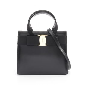 Salvatore Ferragamo Vara Ribbon Handbag, Leather, Women's, Black, Size 21 4178