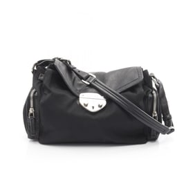 Prada PRADA Shoulder Bag, Nylon and Leather, Women's, Black, BR3307