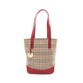 Burberry Nova Check Tote Bag, Canvas and Leather, Women's, Beige, Red, Multicolor