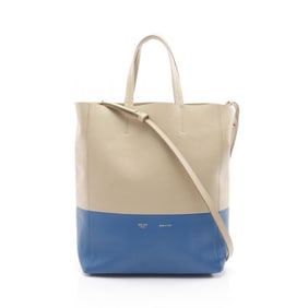 Celine Vertical Small Cabas Tote Bag, Leather, Women's, Beige and Blue, 176163