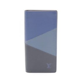 Louis Vuitton Portefeuille Brazza NM Bifold Long Wallet, Leather, Taiga V, Men's, Blue and Navy,