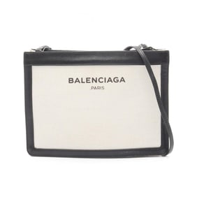 Balenciaga BALENCIAGA Navy Pochette Shoulder Bag in Canvas and Leather, Ivory Black, 339937