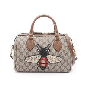 Gucci GG Supreme handbag, coated canvas and leather, women's, beige brown, 409529